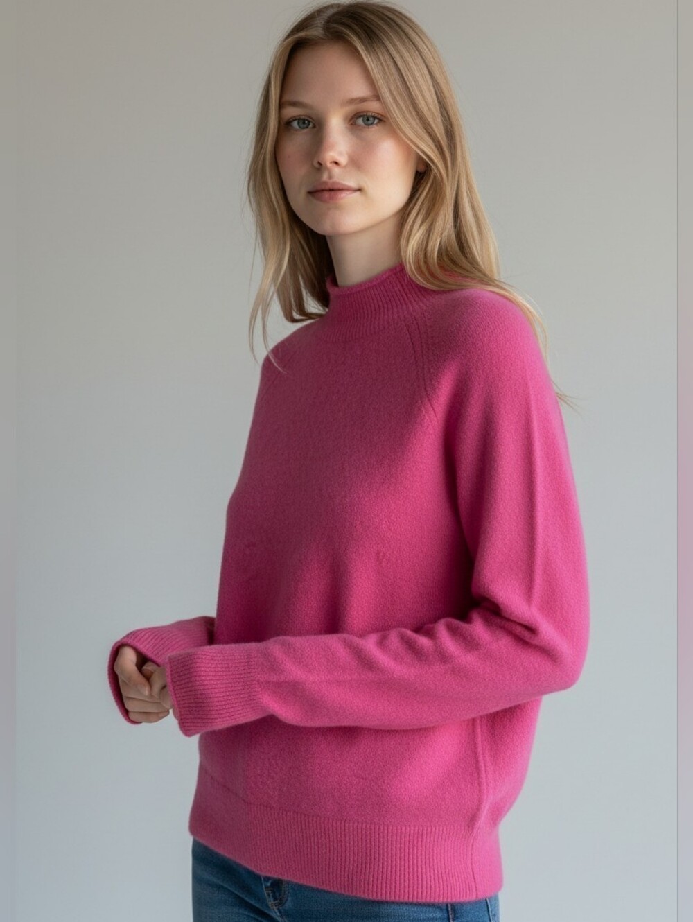 J. Crew Merino/ Alpaca Wool Blend Supersoft Pink Roolneck Sweater